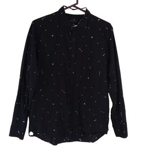 Simon Carter Mens Shirt Button Down Polka Dot Size 42 Slim Fit Long Sleeve Large